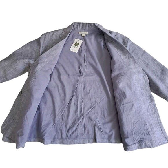 NWT Coldwater Creek Jacket Blazer‎ Women's XL Blue Linen Floral Embroidered Work - Picture 6 of 12